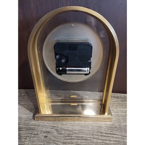 Howard Miller Desk Mantle Clock Brass Acrylic Quartz Battery Roman Numeral WORKS - Picture 5 of 6